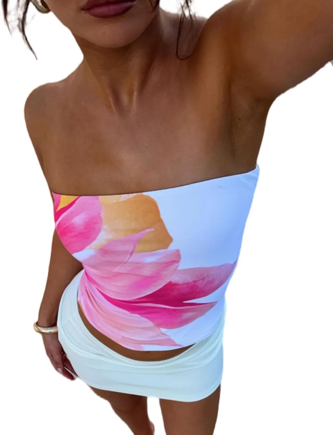Cute Summer Striped Tube Tops Strapless Crop Bandeau Tops for Women Teen Girls Y2k Going Out Aesthetic Tops Shirts
