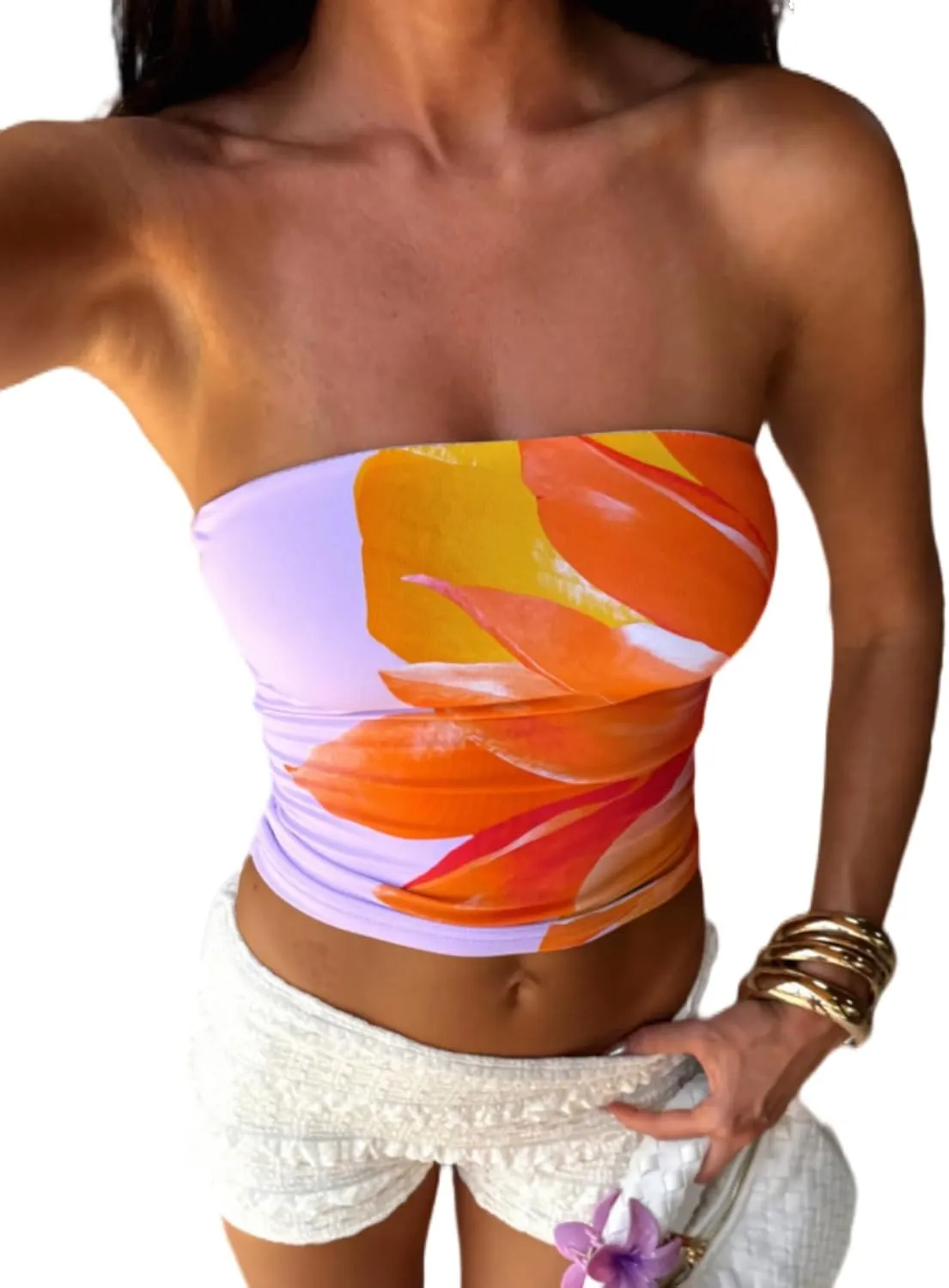 Cute Summer Striped Tube Tops Strapless Crop Bandeau Tops for Women Teen Girls Y2k Going Out Aesthetic Tops Shirts
