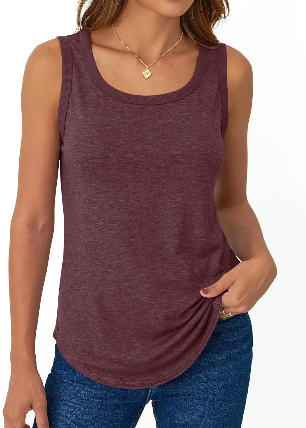 Dealmore Womens Loose Fit Casual Flowy Square Neck Tank Tops Trendy Sleeveless Summer Tops Clothes Outfits 2025