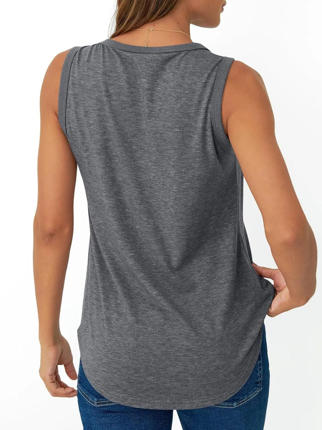 Dealmore Womens Loose Fit Casual Flowy Square Neck Tank Tops Trendy Sleeveless Summer Tops Clothes Outfits 2025