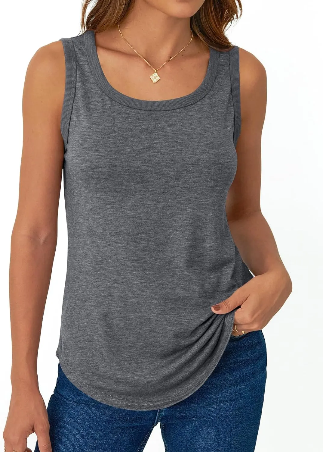 Dealmore Womens Loose Fit Casual Flowy Square Neck Tank Tops Trendy Sleeveless Summer Tops Clothes Outfits 2025