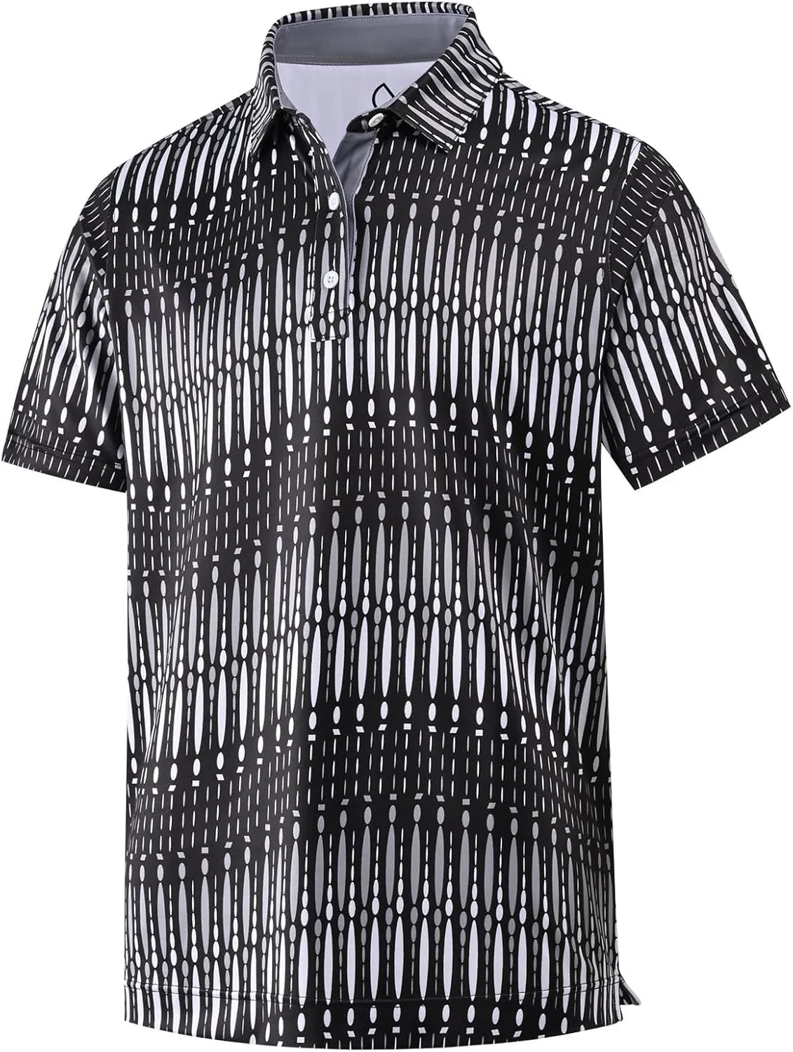 DEOLAX Mens Polo Shirts Classic Striped Golf Polo Shirts Short Sleeve Dry Fit Performance Wicking Moisture Polo Shirt for Men