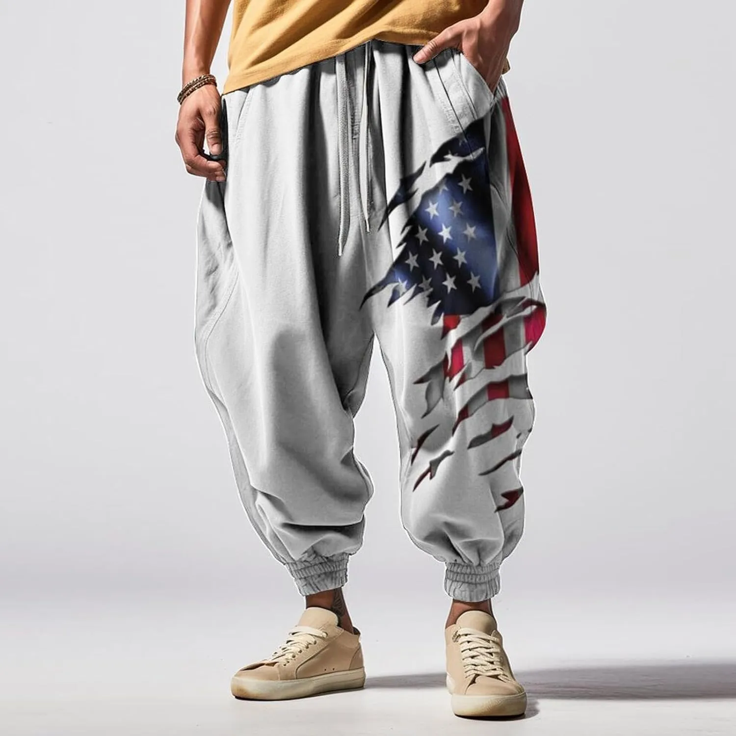 Drawstring Elastic Waist Baggy Sweatpants Trousers Sweatpants Men Hippie Harem Pants Boho Pants