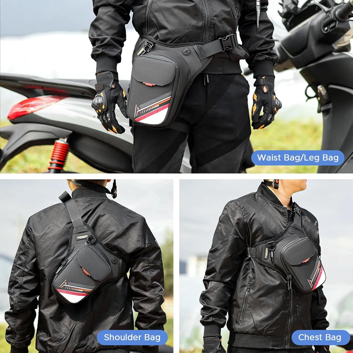 Drop Leg Bag for Men Women Motorcycle Riding Leg Pouch Waterrepellent Thigh Bag with Leg Strap Fanny Pack Waist Packs for Horse Riding, Hiking, Camping, Outdoor Travel