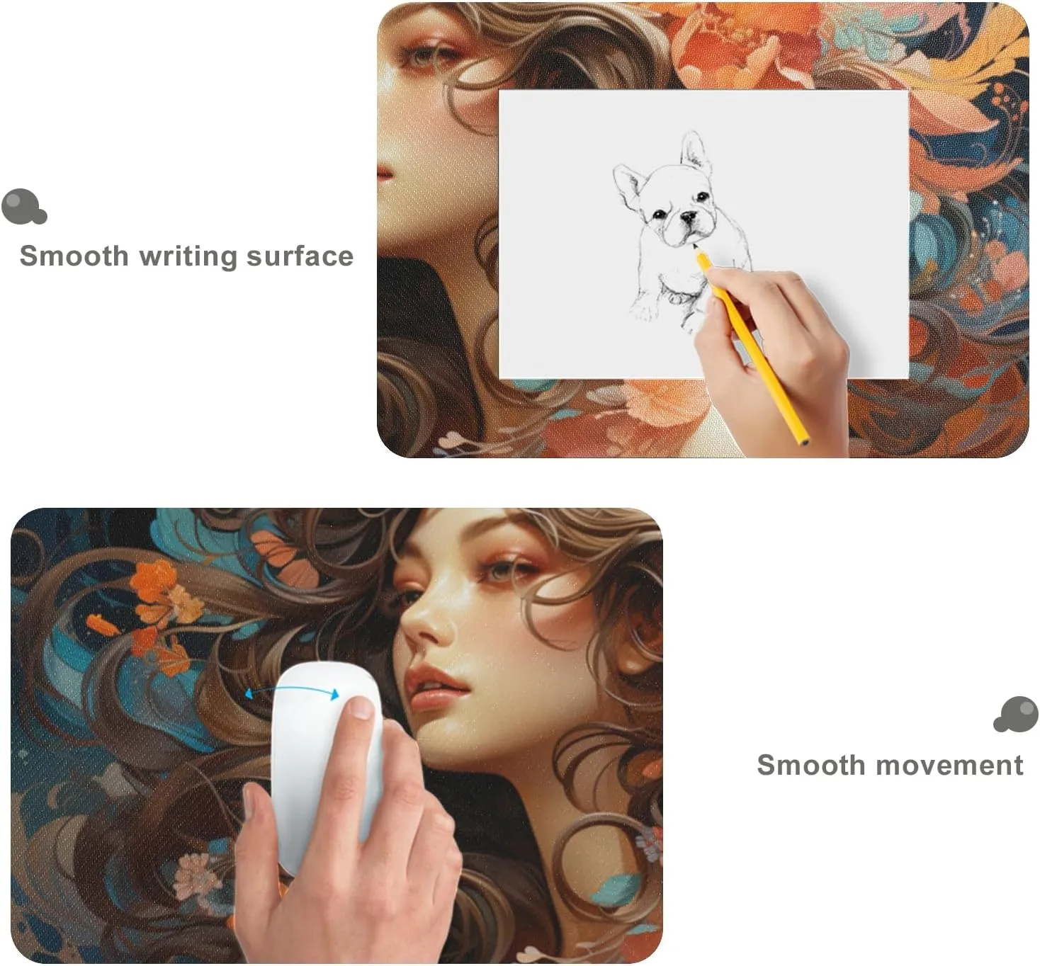Durable Fountain Pen Design Mouse Pad 35.5 x 16 Inch with Non-Slip Base, Waterproof, Comfortable for Extended Gaming