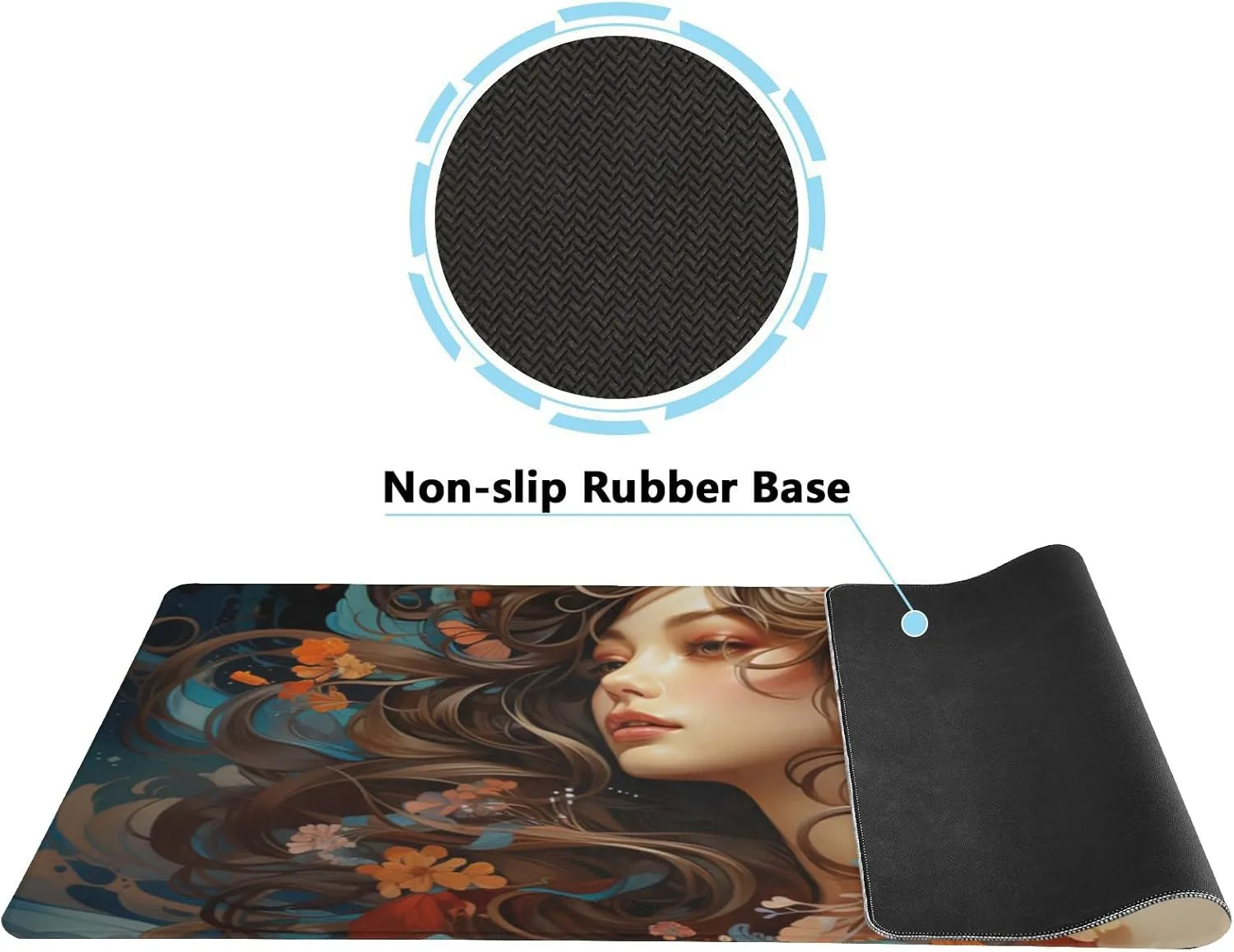Durable Fountain Pen Design Mouse Pad 35.5 x 16 Inch with Non-Slip Base, Waterproof, Comfortable for Extended Gaming