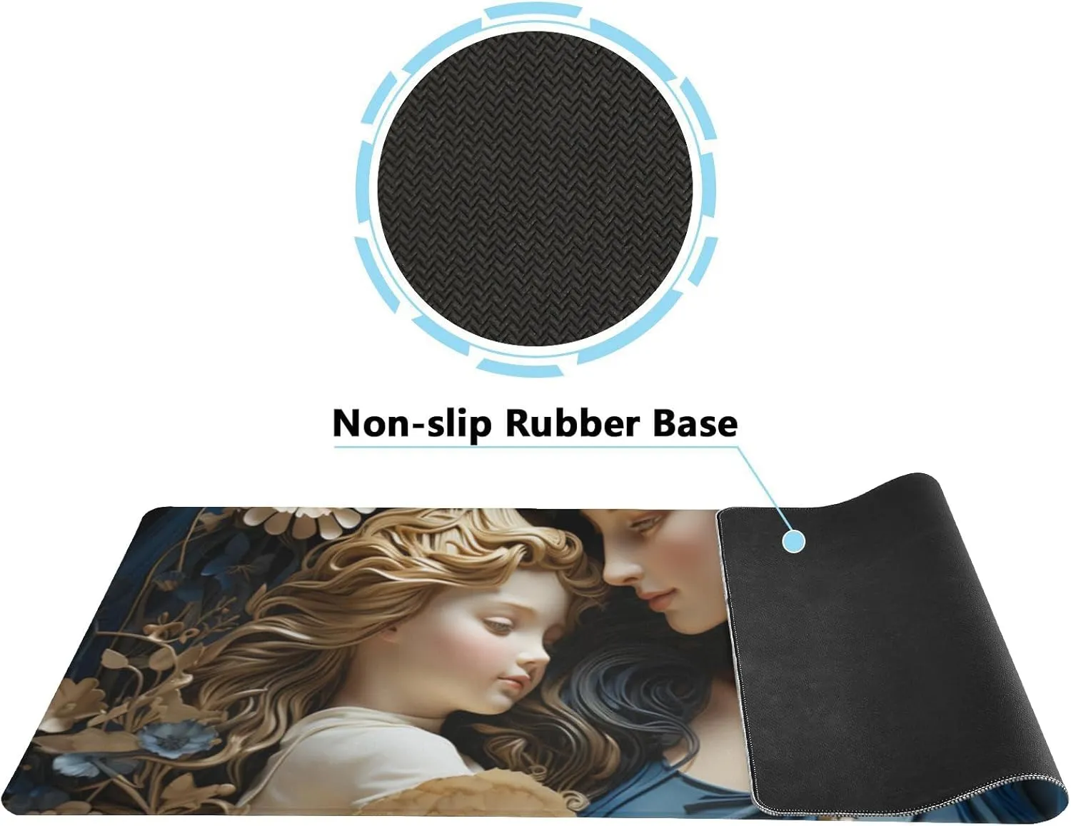 Durable Mother and Child Design Mouse Pad 35.5 x 16 Inch with Non-Slip Base, Waterproof, Comfortable for Extended Gaming