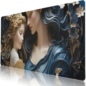 Durable Mother and Child Design Mouse Pad 35.5 x 16 Inch with Non-Slip Base, Waterproof, Comfortable for Extended Gaming