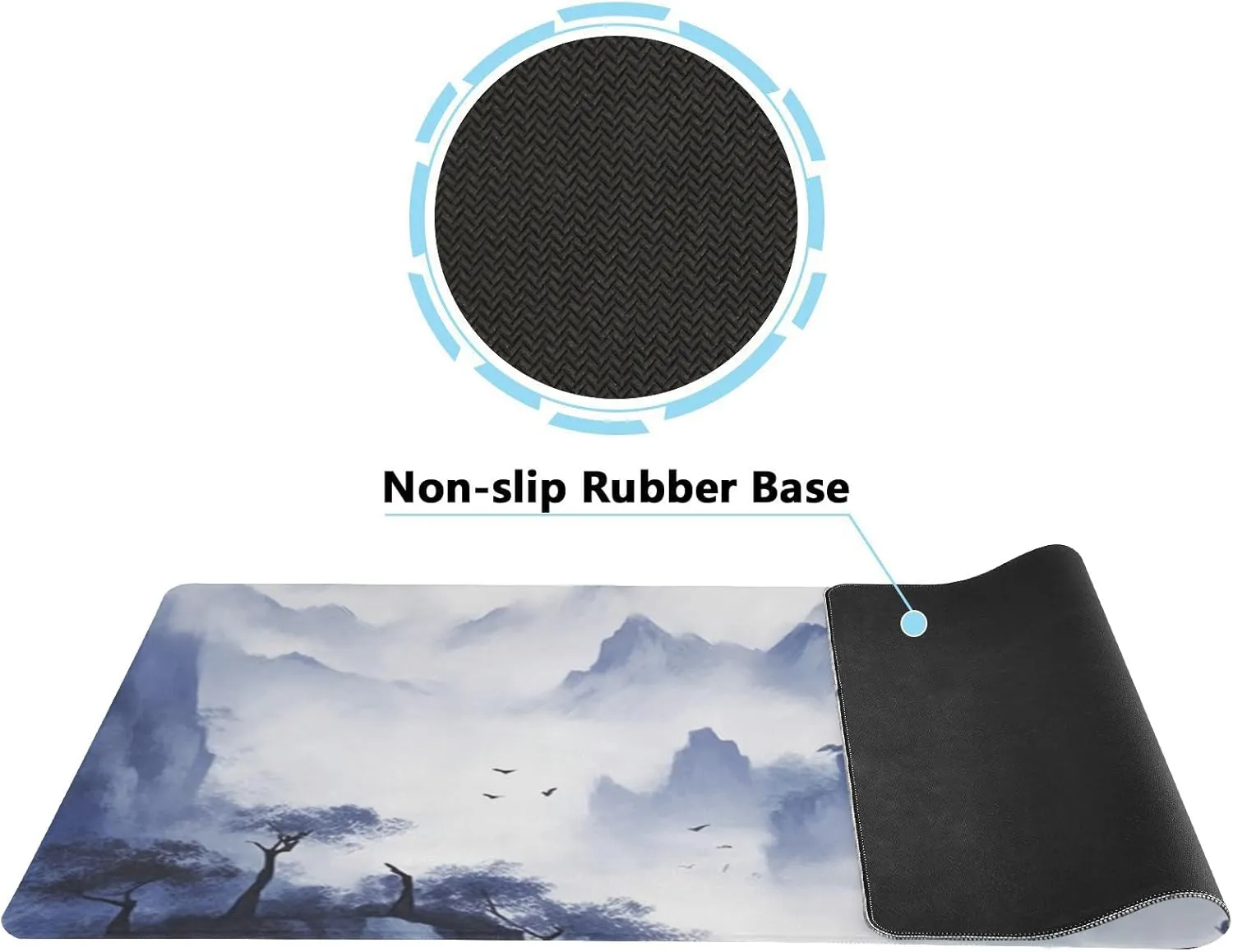 Durable Mountains and Waters Design Mouse Pad 35.5 x 16 Inch with Non-Slip Base, Waterproof, Comfortable for Extended Gaming