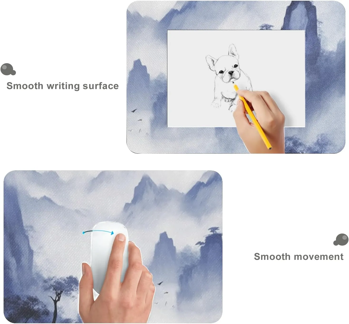 Durable Mountains and Waters Design Mouse Pad 35.5 x 16 Inch with Non-Slip Base, Waterproof, Comfortable for Extended Gaming