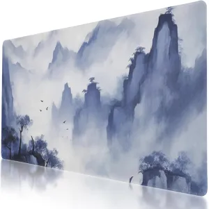 Durable Mountains and Waters Design Mouse Pad 35.5 x 16 Inch with Non-Slip Base, Waterproof, Comfortable for Extended Gaming