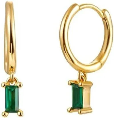 E Green Zircon Stud Hoop Drop Dangle Earrings For Women Gold Plated Ear Cuffs Women's Clip Earrings Jewelry 5sss