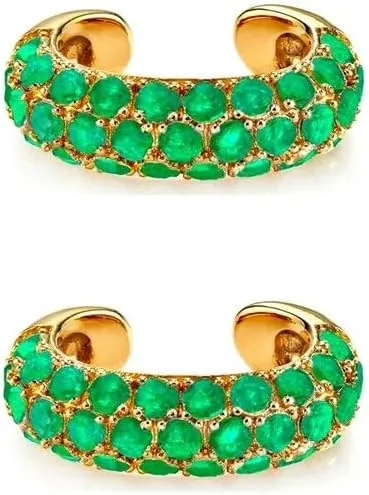 E Green Zircon Stud Hoop Drop Dangle Earrings For Women Gold Plated Ear Cuffs Women's Clip Earrings Jewelry 5sss