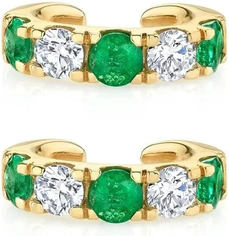 E Green Zircon Stud Hoop Drop Dangle Earrings For Women Gold Plated Ear Cuffs Women's Clip Earrings Jewelry 5sss