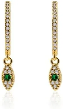 E Green Zircon Stud Hoop Drop Dangle Earrings For Women Gold Plated Ear Cuffs Women's Clip Earrings Jewelry 5sss