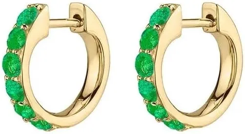 E Green Zircon Stud Hoop Drop Dangle Earrings For Women Gold Plated Ear Cuffs Women's Clip Earrings Jewelry 5sss