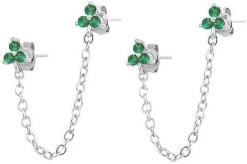 E Green Zircon Stud Hoop Drop Dangle Earrings For Women Gold Plated Ear Cuffs Women's Clip Earrings Jewelry 5sss