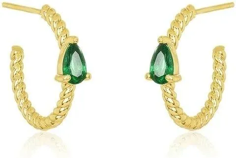 E Green Zircon Stud Hoop Drop Dangle Earrings For Women Gold Plated Ear Cuffs Women's Clip Earrings Jewelry 5sss