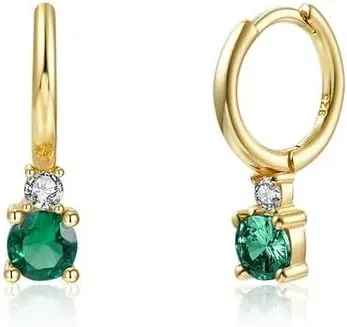 E Green Zircon Stud Hoop Drop Dangle Earrings For Women Gold Plated Ear Cuffs Women's Clip Earrings Jewelry 5sss