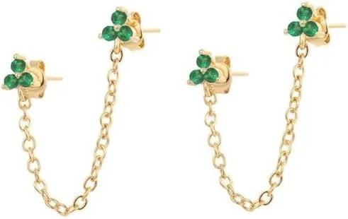 E Green Zircon Stud Hoop Drop Dangle Earrings For Women Gold Plated Ear Cuffs Women's Clip Earrings Jewelry 5sss