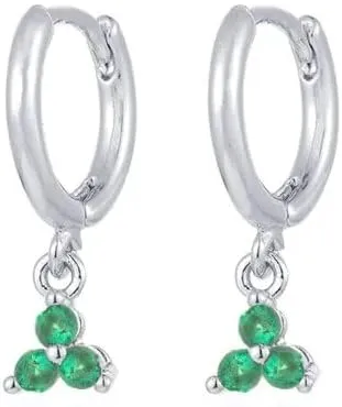 E Green Zircon Stud Hoop Drop Dangle Earrings For Women Gold Plated Ear Cuffs Women's Clip Earrings Jewelry 5sss