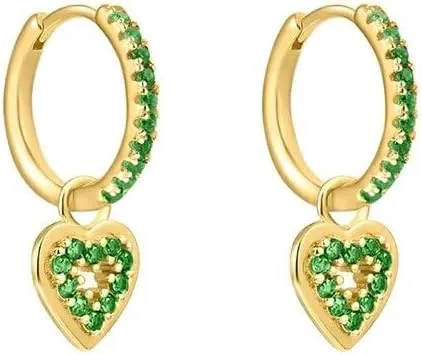 E Green Zircon Stud Hoop Drop Dangle Earrings For Women Gold Plated Ear Cuffs Women's Clip Earrings Jewelry 5sss