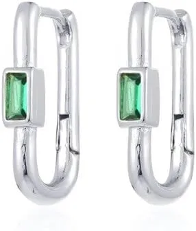 E Green Zircon Stud Hoop Drop Dangle Earrings For Women Gold Plated Ear Cuffs Women's Clip Earrings Jewelry 5sss