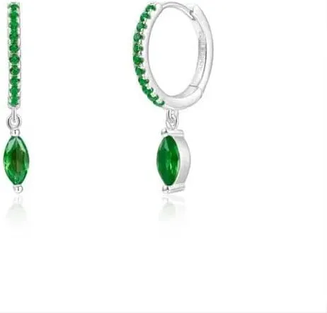 E Green Zircon Stud Hoop Drop Dangle Earrings For Women Gold Plated Ear Cuffs Women's Clip Earrings Jewelry 5sss