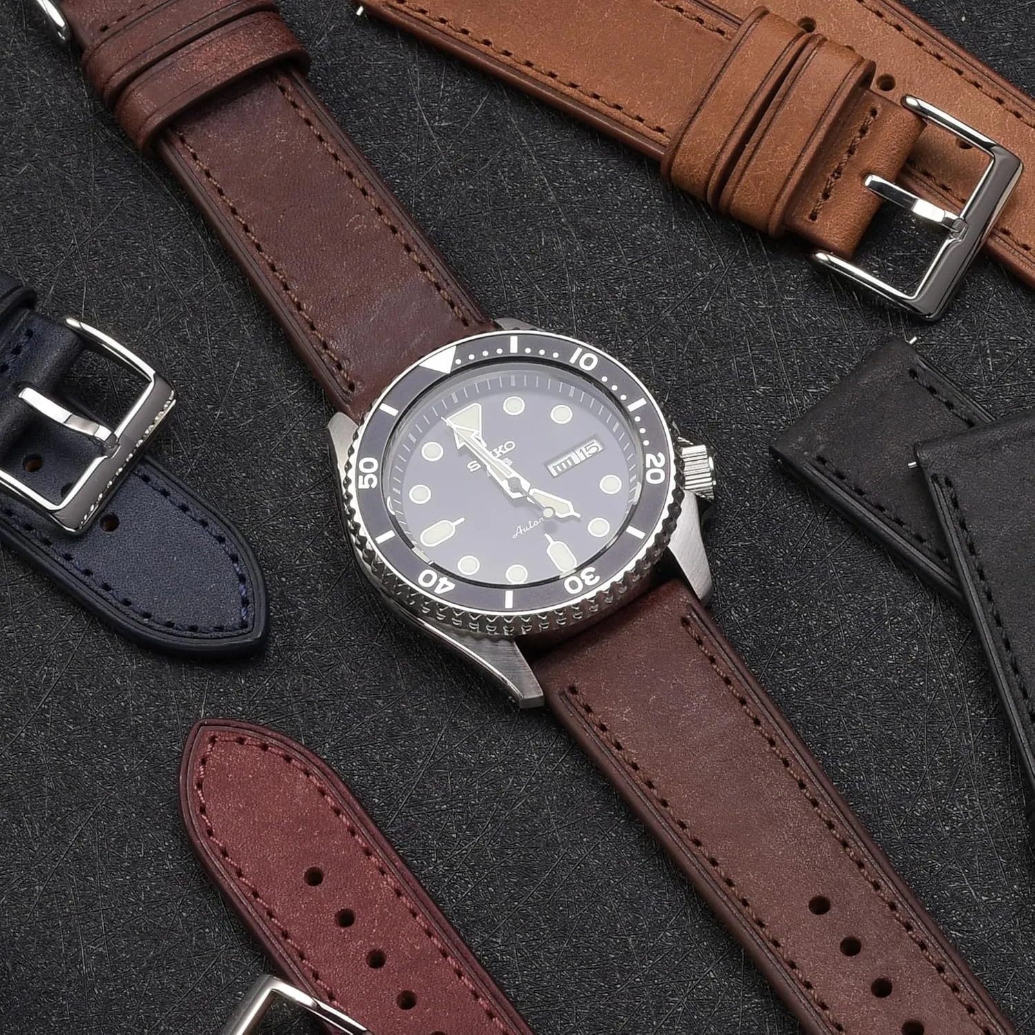 EACHE Quick Release Premium Leather Watch Bands for Men & Women,Italy Top Grain Special Effect Frosted Leather Watch Straps 18mm 20mm 22mm