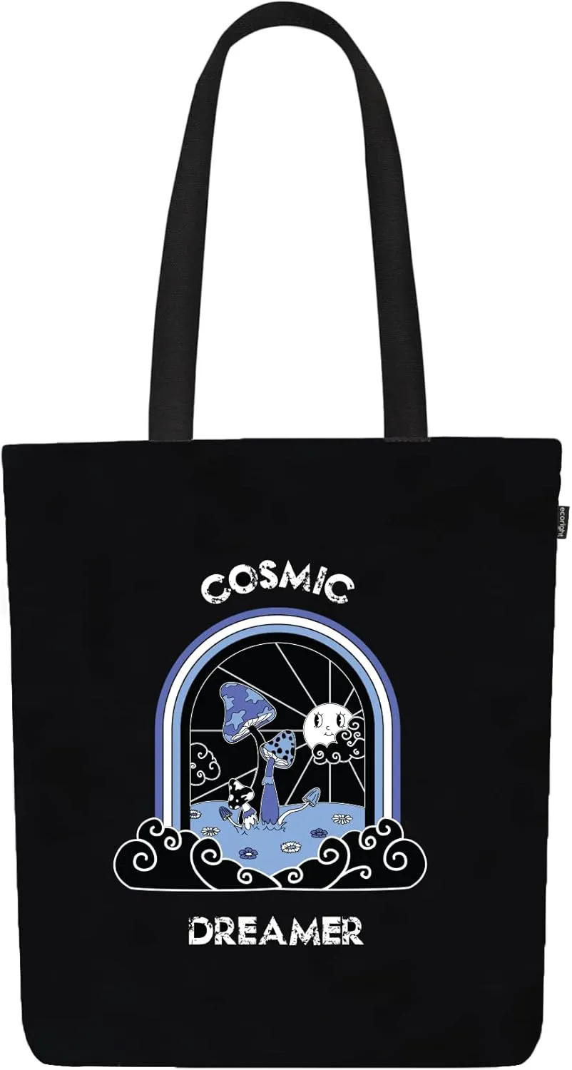 EcoRight 100% Organic Canvas Tote Bag with Zip, Eco-friendly Small Tote Bags for Women for Christmas, Travel & Shopping
