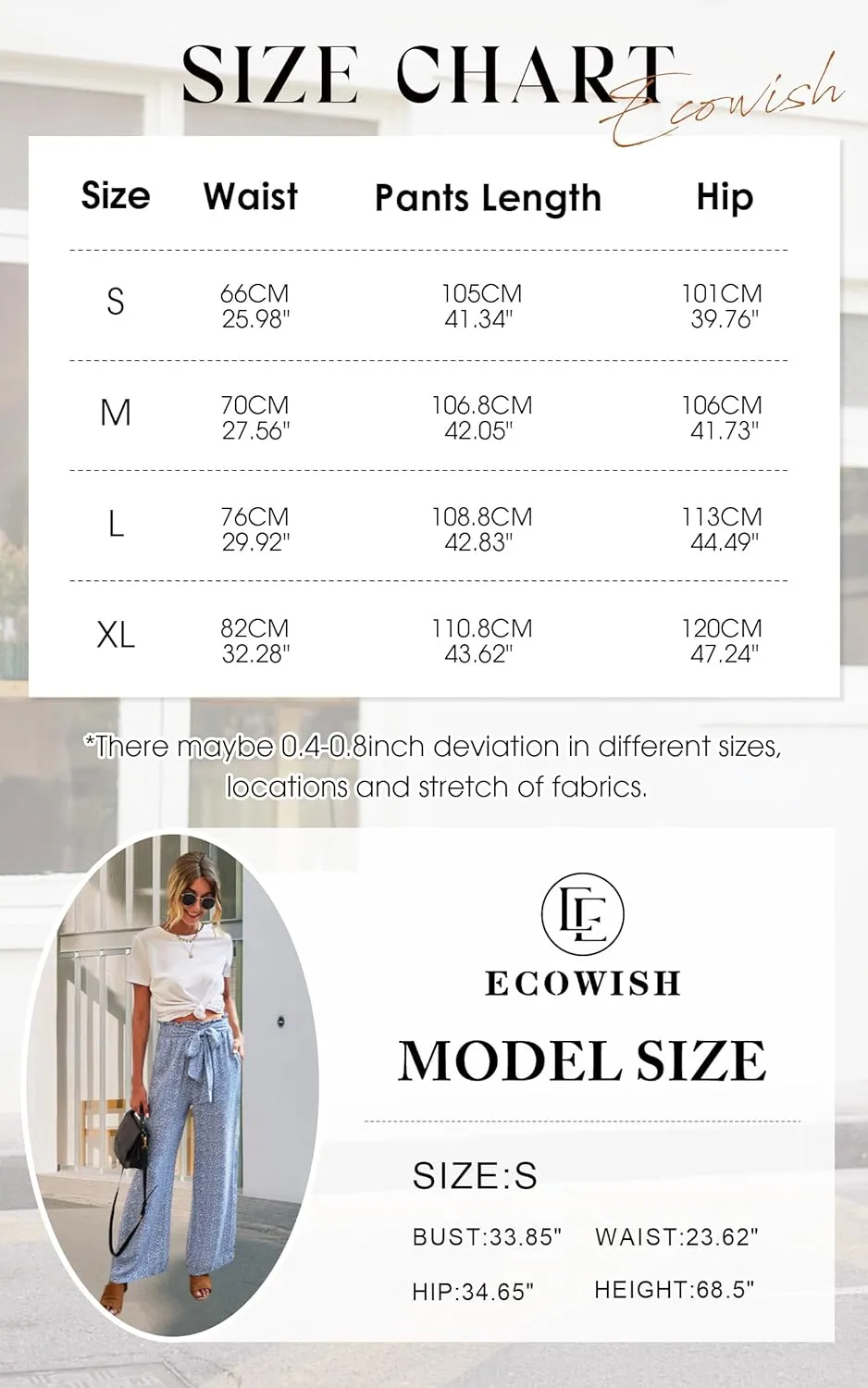 ECOWISH Palazzo Pants for Women Casual 2025 Summer Loose Baggy Wide Leg Flowy High Waisted Polka Dot Trouser with Belt Pocket