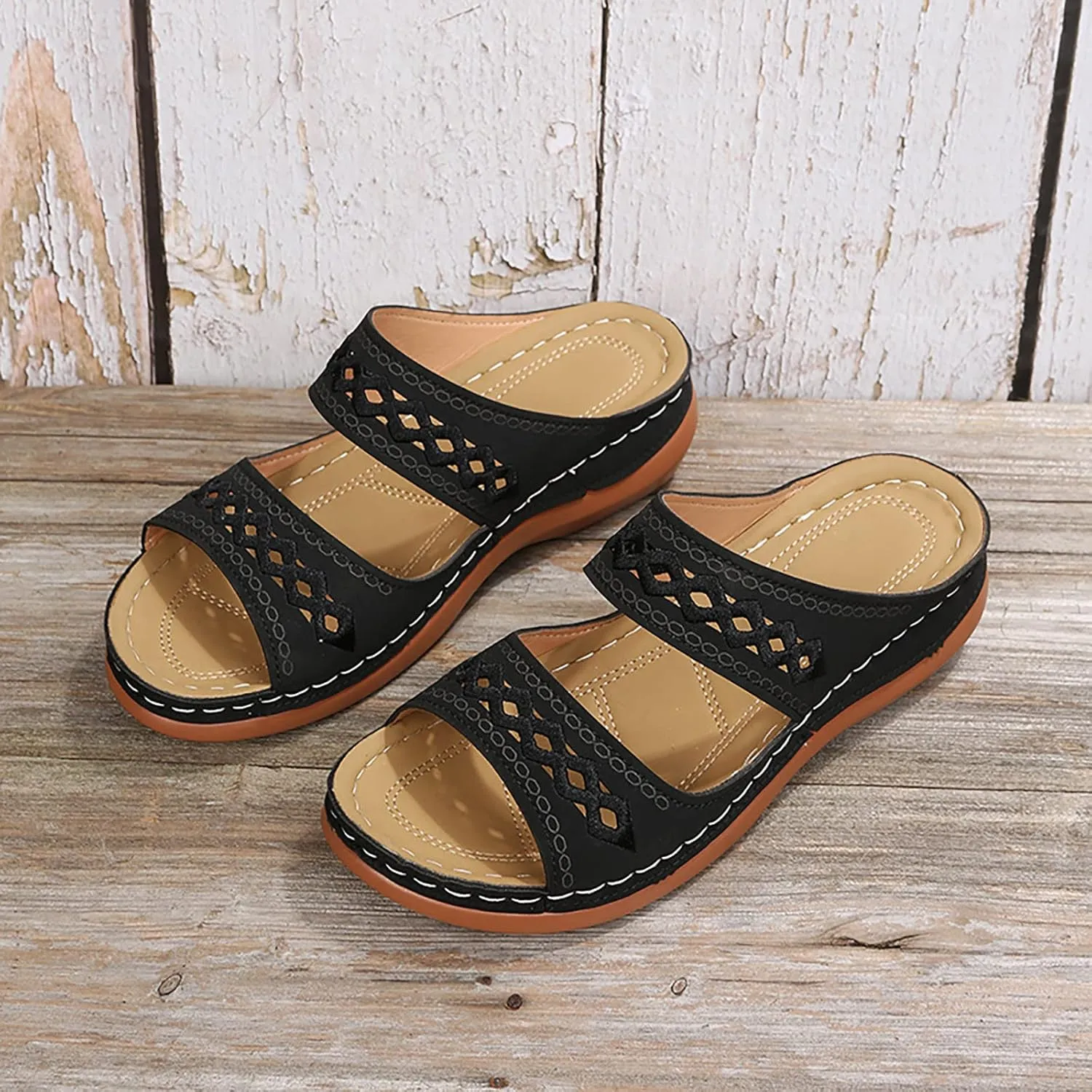 Eduavar Sandals for Women Dressy Summer, Walking Sandals Women Comfort Summer Casual Beach Sandals Slippers with Arch Support