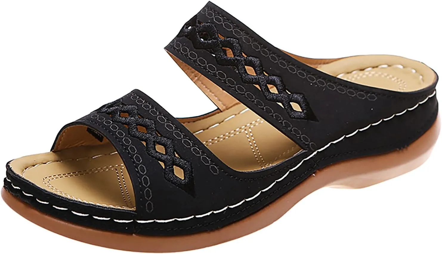 Eduavar Sandals for Women Dressy Summer, Walking Sandals Women Comfort Summer Casual Beach Sandals Slippers with Arch Support