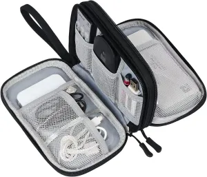 Electronic Organizer, Ultimate Travel Cable Organizer Bag - Double Layer Water-Resistant Portable Carry Case for Electronic, Charger, Power Bank, Flash Drive, Cord, and Phone (Black)