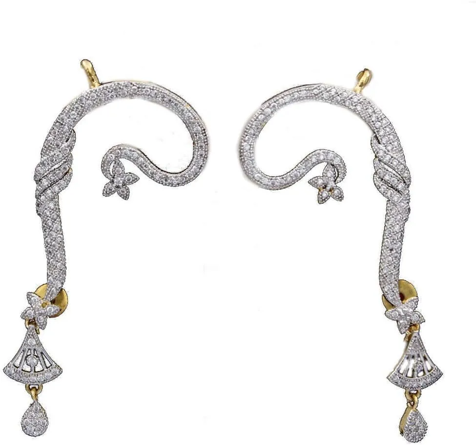 Fancy Ear Cuffs 18K Gold Plated Exquisitely Embedded with Dazzling White Rhinestone CZ Gift for Love, Wife, Sister or Girlfriend