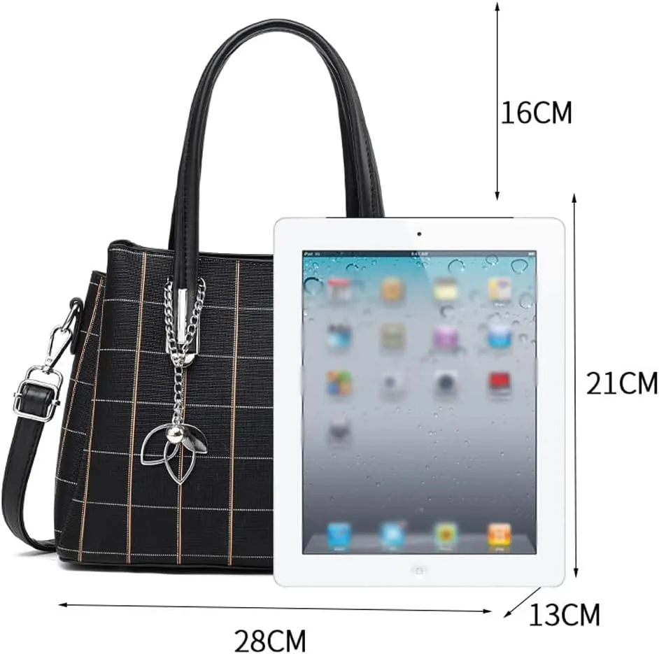 Fashion Handbags for Women Faux Leather Satchel Bag Medium Tote Bags Shoulder Bag Top Handle Lattice Texture Purses