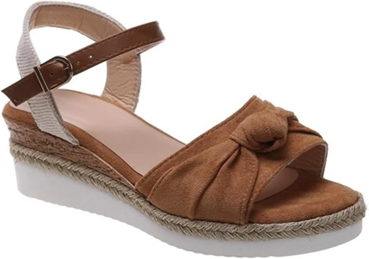 FFMA Sandals for Women Summer Orthopedic Platform Wedge Sandals Flat 2023 Open Toe Ankle Strap Espadrilles Sandals Casual Strappy Slip on Sandals Beach Boho Sandals