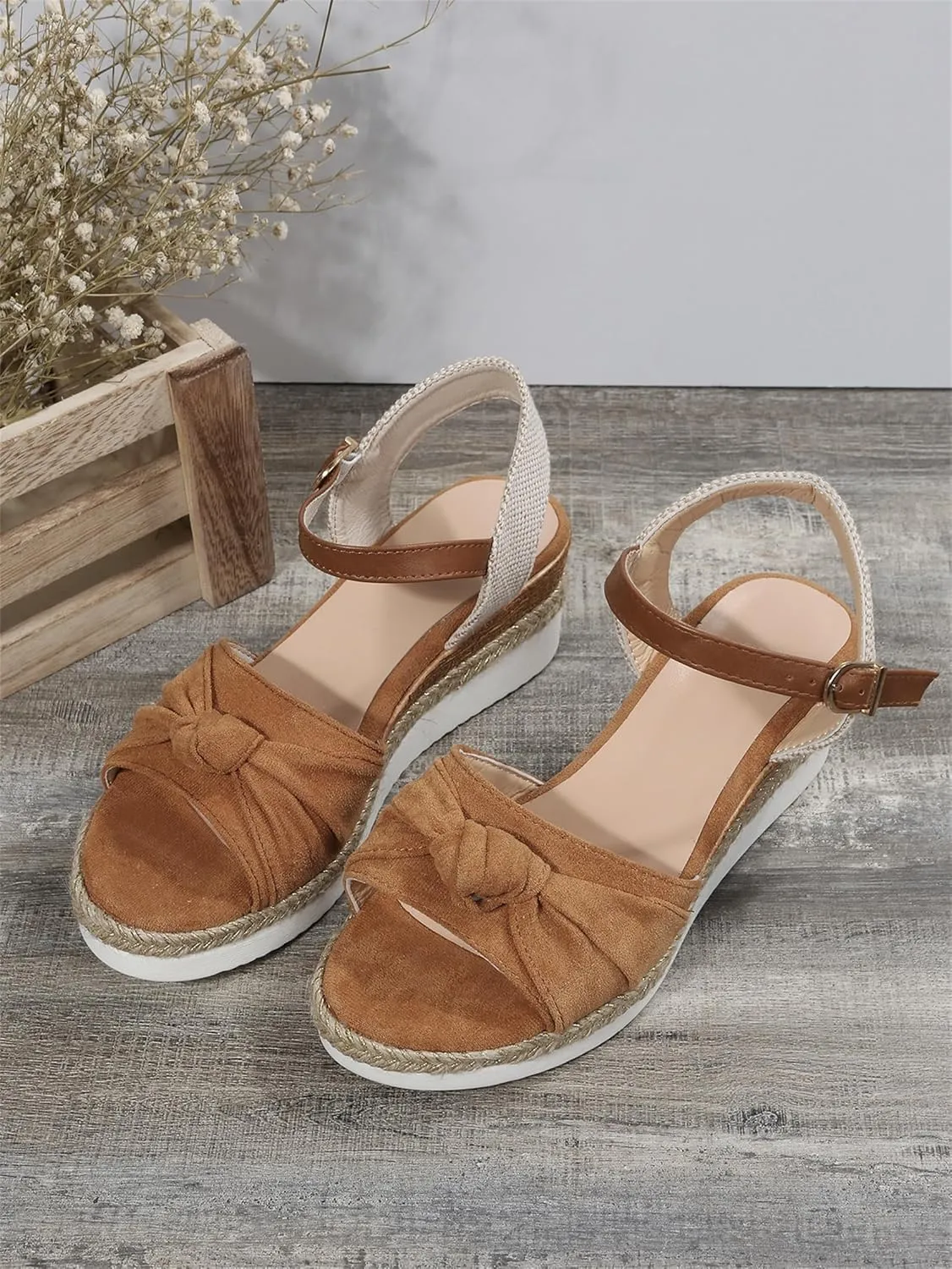 FFMA Sandals for Women Summer Orthopedic Platform Wedge Sandals Flat 2023 Open Toe Ankle Strap Espadrilles Sandals Casual Strappy Slip on Sandals Beach Boho Sandals