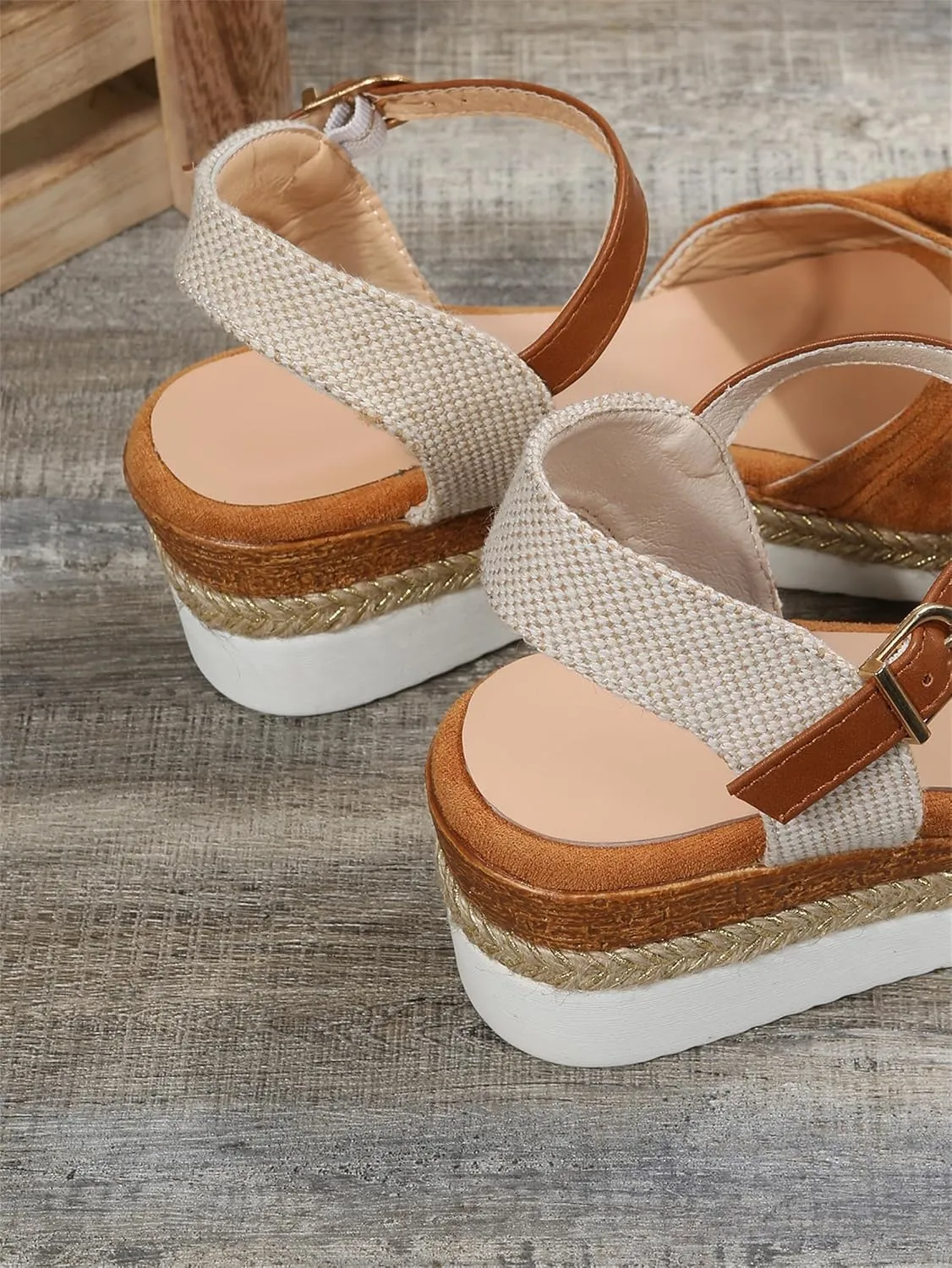FFMA Sandals for Women Summer Orthopedic Platform Wedge Sandals Flat 2023 Open Toe Ankle Strap Espadrilles Sandals Casual Strappy Slip on Sandals Beach Boho Sandals