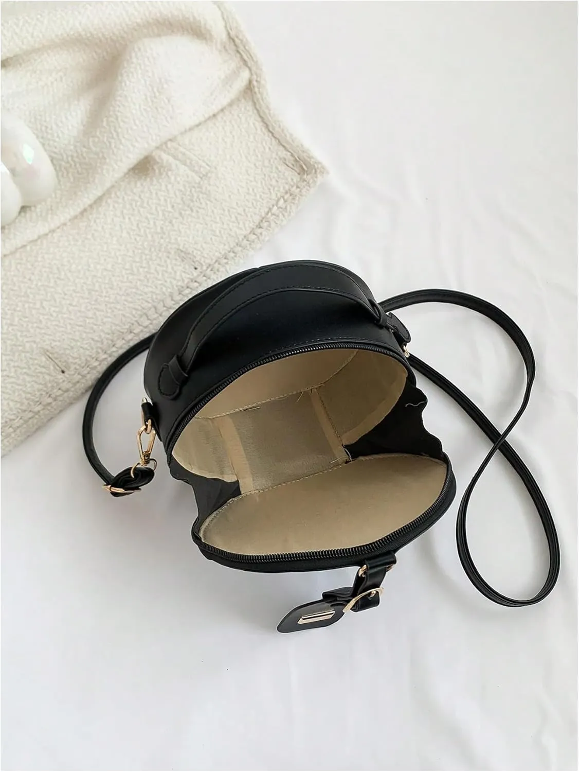 Floerns Women's Small Crossbody Bag Round Bag Crocodile Leather Circle Handbag