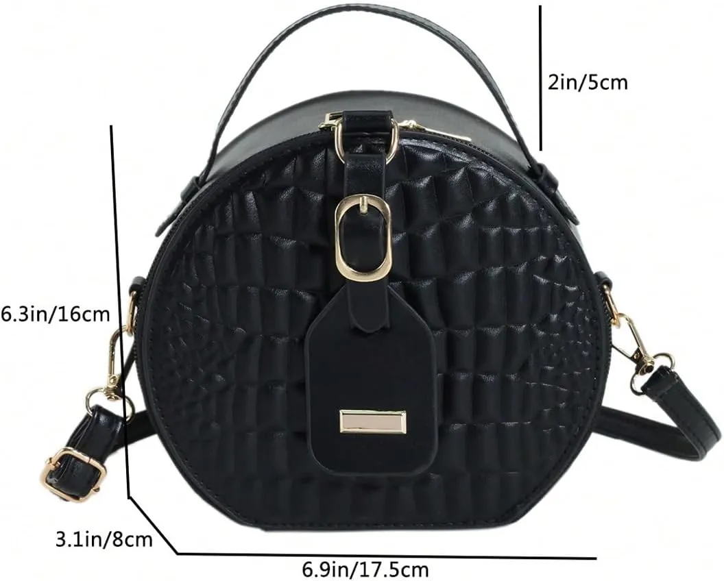 Floerns Women's Small Crossbody Bag Round Bag Crocodile Leather Circle Handbag