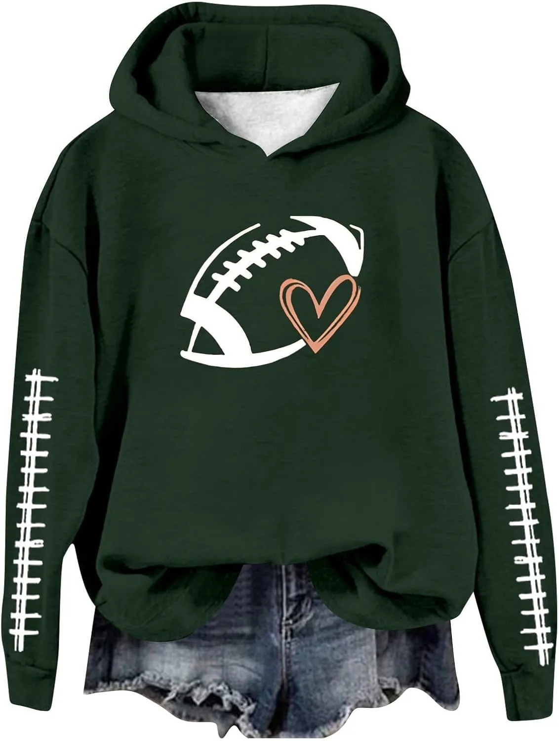 Football Sweatshirts for Women Game Day Hoodie Graphic Print Sweatshirt Fashion Fall Sports Long Sleeve Pullover Tops