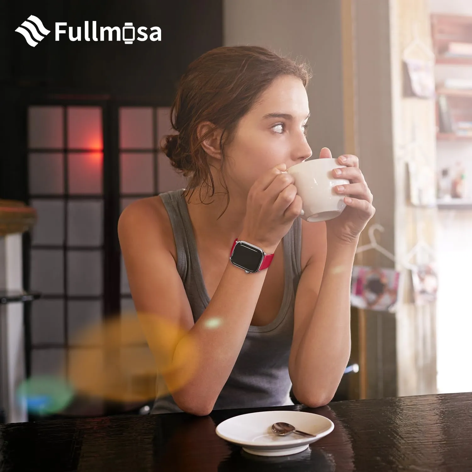 Fullmosa Leather Bands Compatible with Apple Watch Band 41mm 40mm 38mm 42mm 44mm 45mm 46mm 49mm Women Men for iWatch Ultra 2/Ultra/10/9/8/7/6/5/4/3/2/1/SE2/SE, 42mm 41mm 40mm 38mm Red/Silver