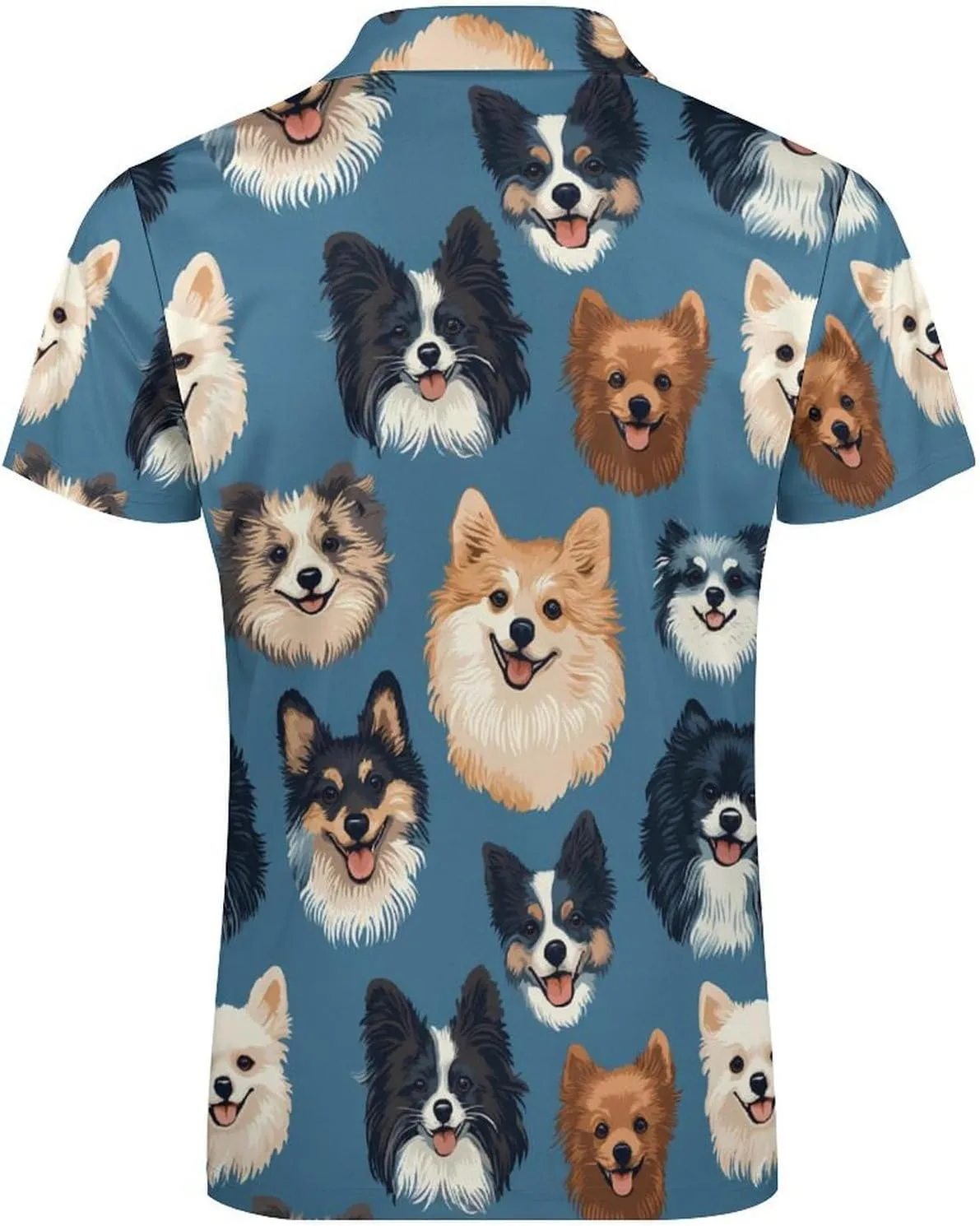 Funny Dogs Pattern Polo Shirt Short Sleeve Zippered Tees Casual Workout Golf T Shirt Slim Fit Tops for Men