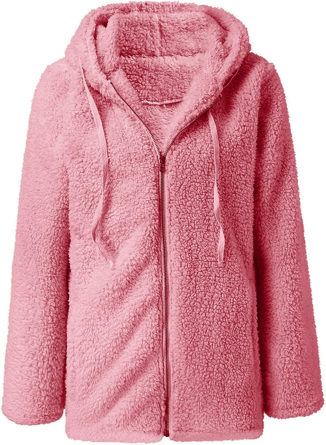 Fuzzy Fleece Jacket for Women Fall Winter Warm Shaggy Teddy Coats Oversized Zip Up Faux Fur Sherpa Hoodies Outwear