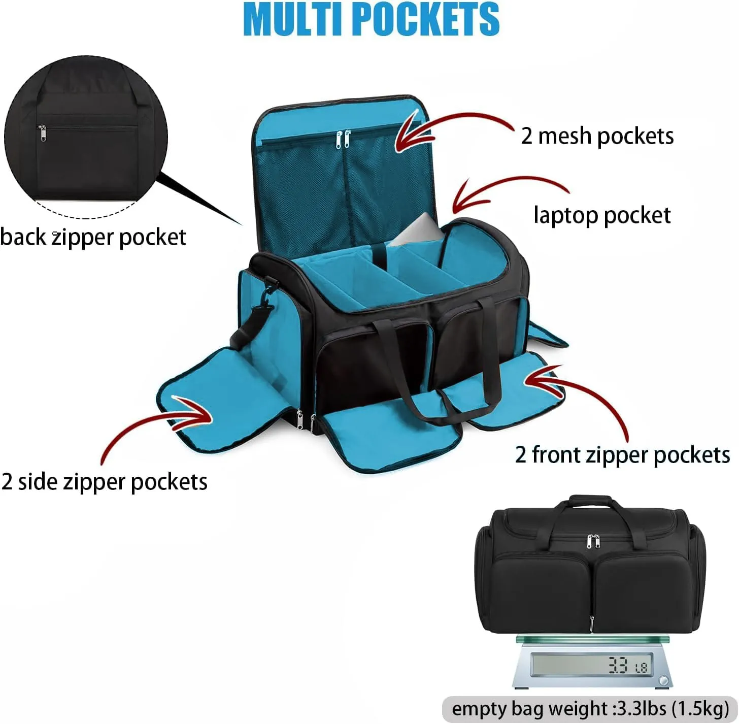 Gatycallaty Music Dj Band Equipment Bag - High Capacity Gig Band Cable File Bag (BLUE)