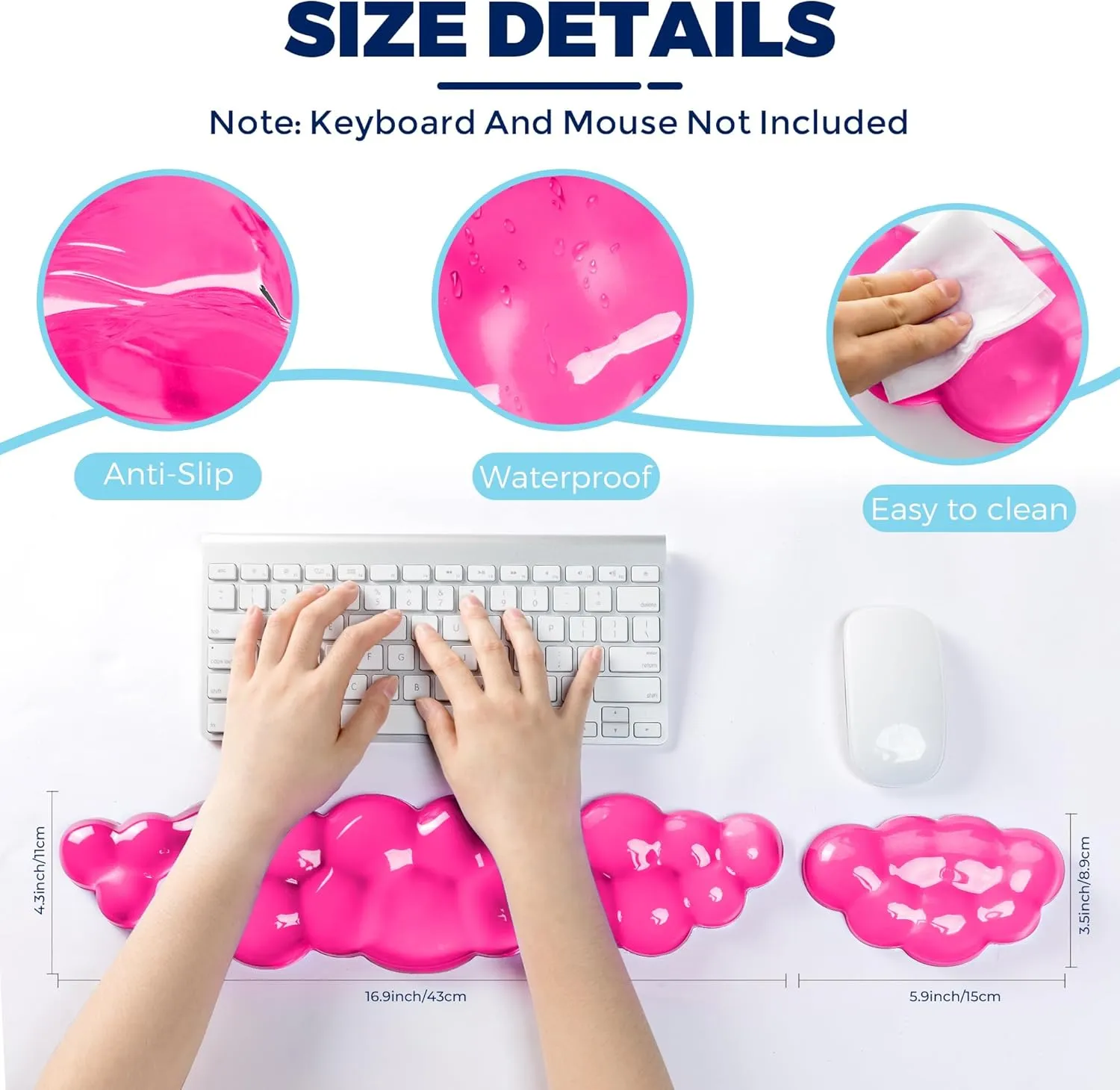 Gel Cloud Keyboard & Mouse Wrist Rest Set - Cloud Keyboard Wrist Rest Pad & Mouse Support for Office Gaming Pad Computer Laptop Ergonomic Comfortable Pain Relief- Cloud Pad Set