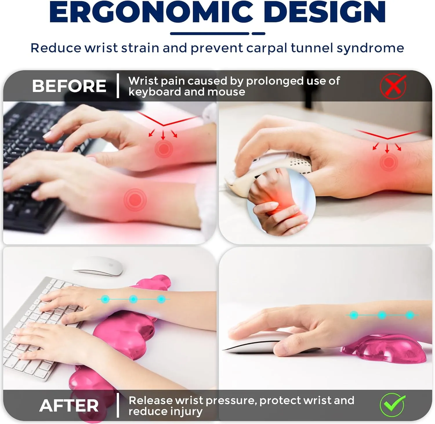 Gel Cloud Keyboard & Mouse Wrist Rest Set - Cloud Keyboard Wrist Rest Pad & Mouse Support for Office Gaming Pad Computer Laptop Ergonomic Comfortable Pain Relief- Cloud Pad Set