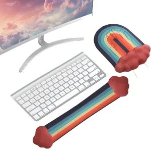 Gel Cloud Keyboard Wrist Rest Rainbow Mouse Pad with Wrist Rest for Computer Keyboard and Mouse Pad Set Silicone PU Base Cute Ergonomic Red Cloud Wrist Pad Support for Gaming Desk Laptop Home Office