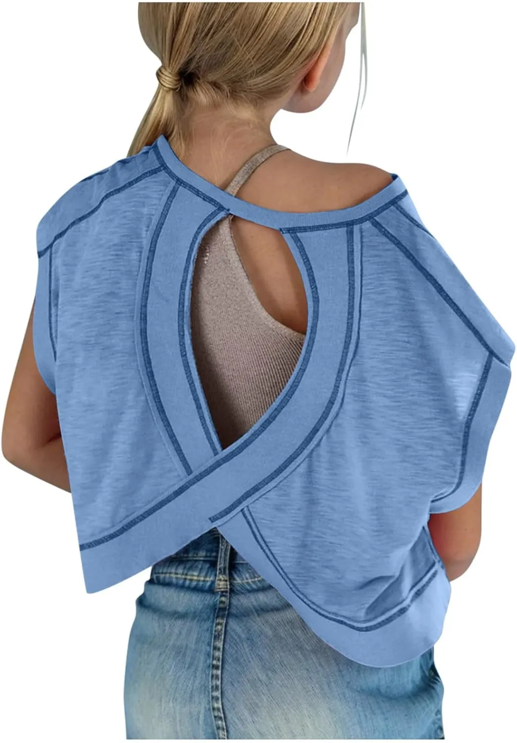 Girls Open Back Workout Tops Long Sleeve Backless Athletic Shirts Casual Crop Running Tee 2025 Spring Y2k Shirts